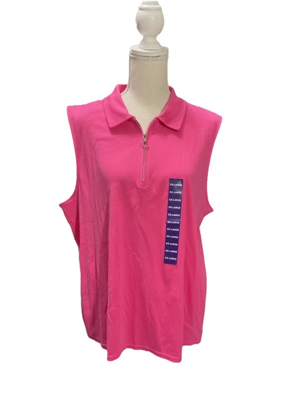 Rafaella Sleeveless Zip Polo Tank - Hot Pink XXL NWT